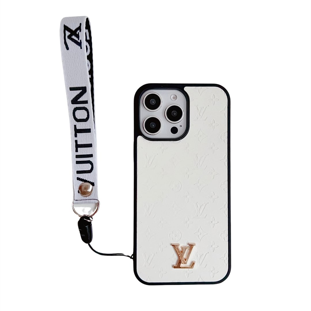 LV Elegant Bracelet Monogram 3D Embossed Soft-touch Leather Apple iPhone Case Samsung Galaxy Cover
