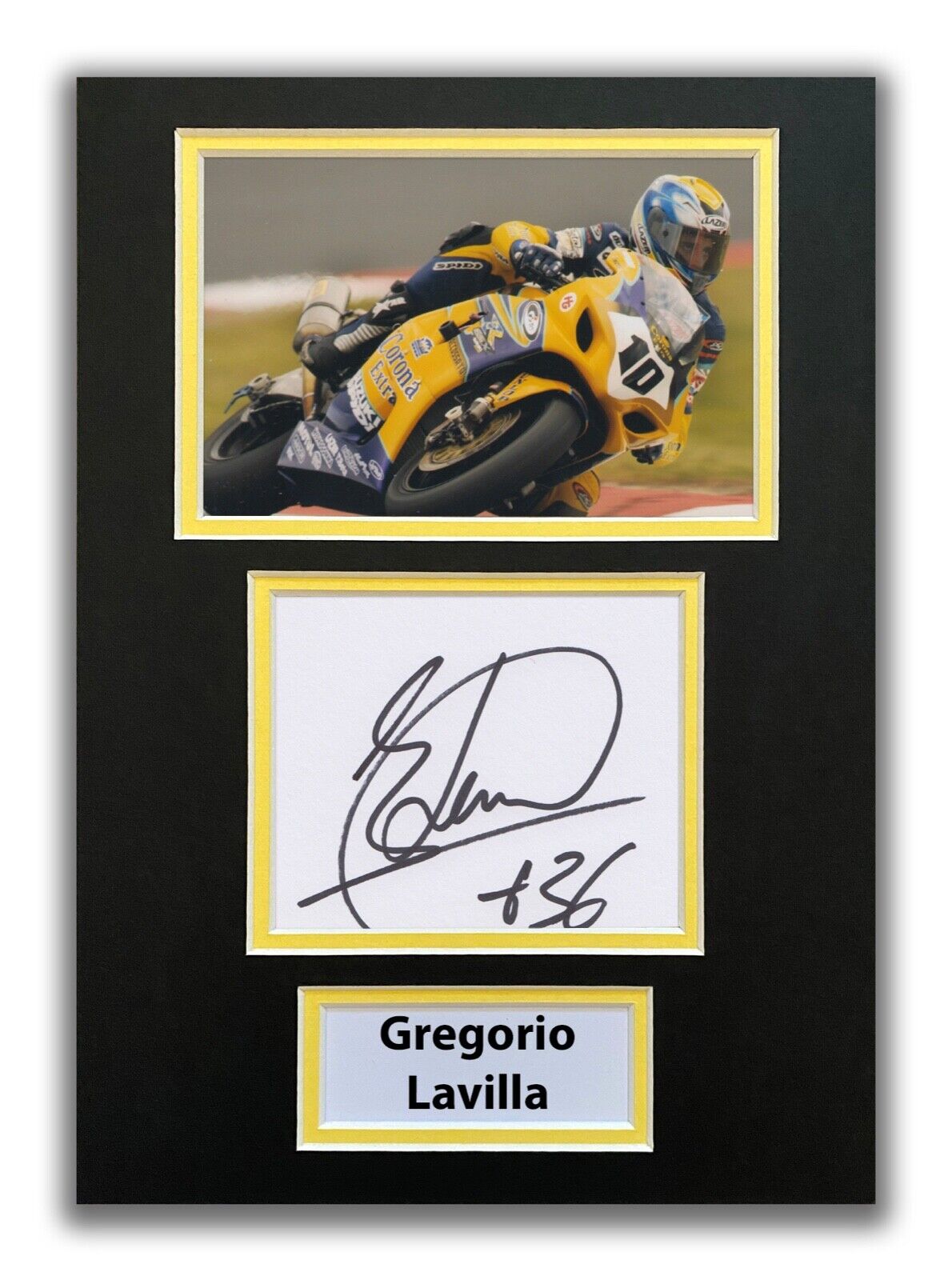 GREGORIO LAVILLA HAND SIGNED A4 MOUNTED Photo Poster painting DISPLAY - WSBK - AUTOGRAPH - BSB 1