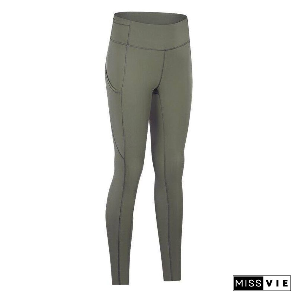 High Waist Yoga Pants With Pockets Sport Leggings Women Tummy Control Workout Running 4 Way Stretch Gym Leggings