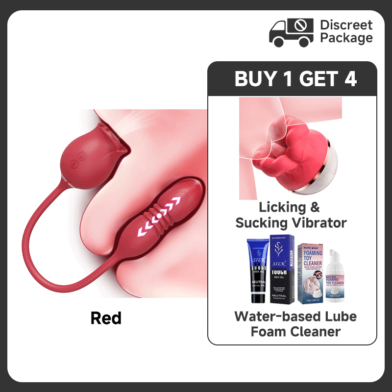 Dual Action Rose Vibrator with 10 Sucking and Thrusting Modes for Ultimate G Spot and Clitoral Stimulation