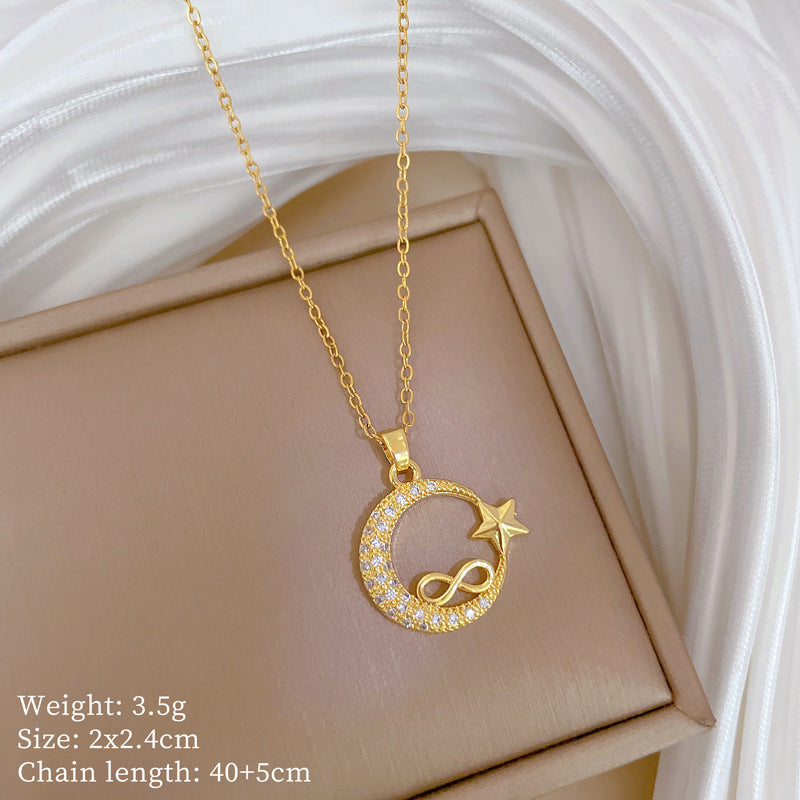 Copper Micro-Inlaid Necklace For Women Copper Micro-Inlaid Real Gold Electroplating Simple Ins Exquisite Clavicle Chain Neck Chain