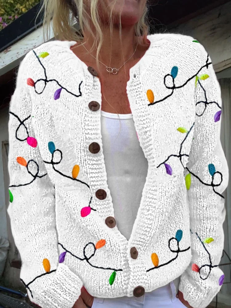 Women's Christmas Classic Lights Knit Cardigan