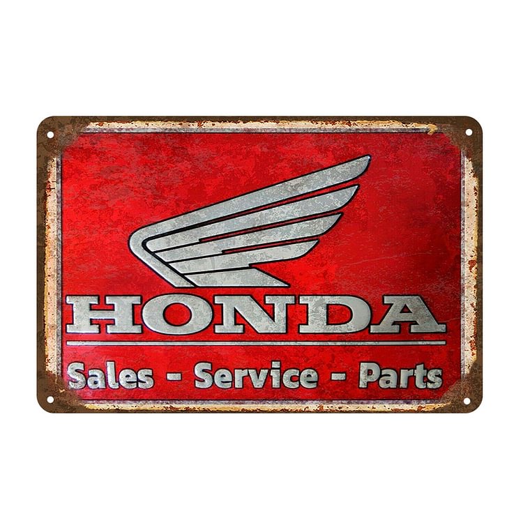 Honda Sales Service Parts - Vintage Tin Signs/Wooden Signs - 7.9x11.8in & 11.8x15.7in