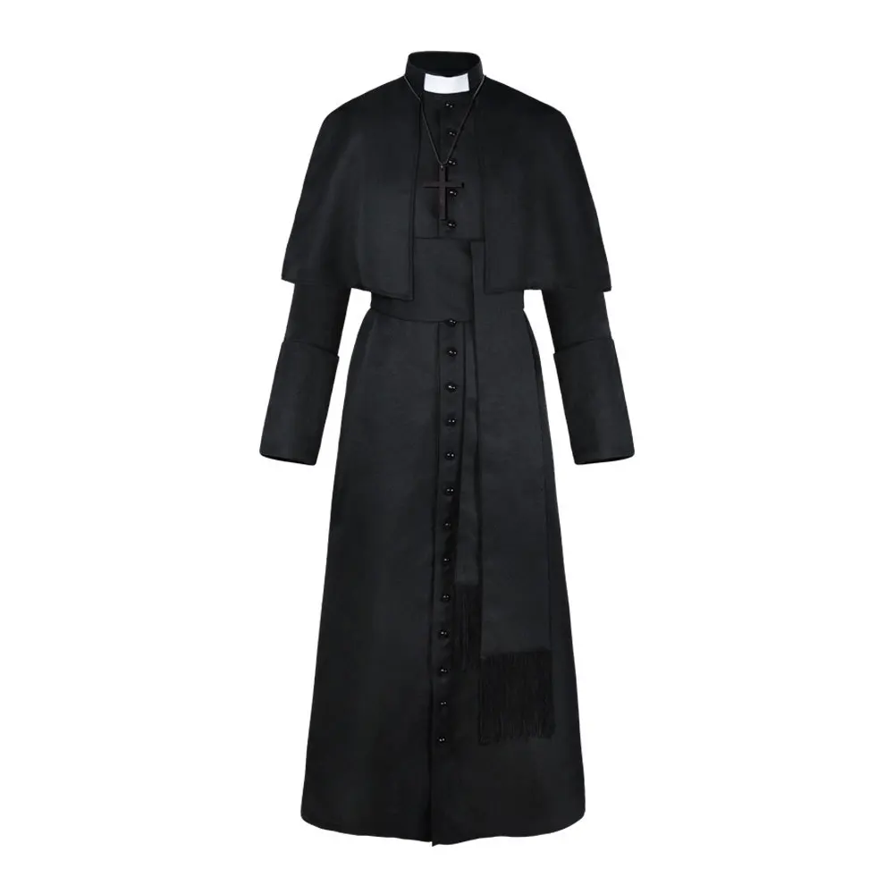 [Wetrose] In Stock Priest Cosplay Costume Halloween Missionary God Father Cross Necklace White Black Red Blue