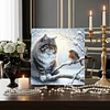 (Framed)Diamond Painting -DIY Round Drill Snow Cat with Frame(25x25cm)