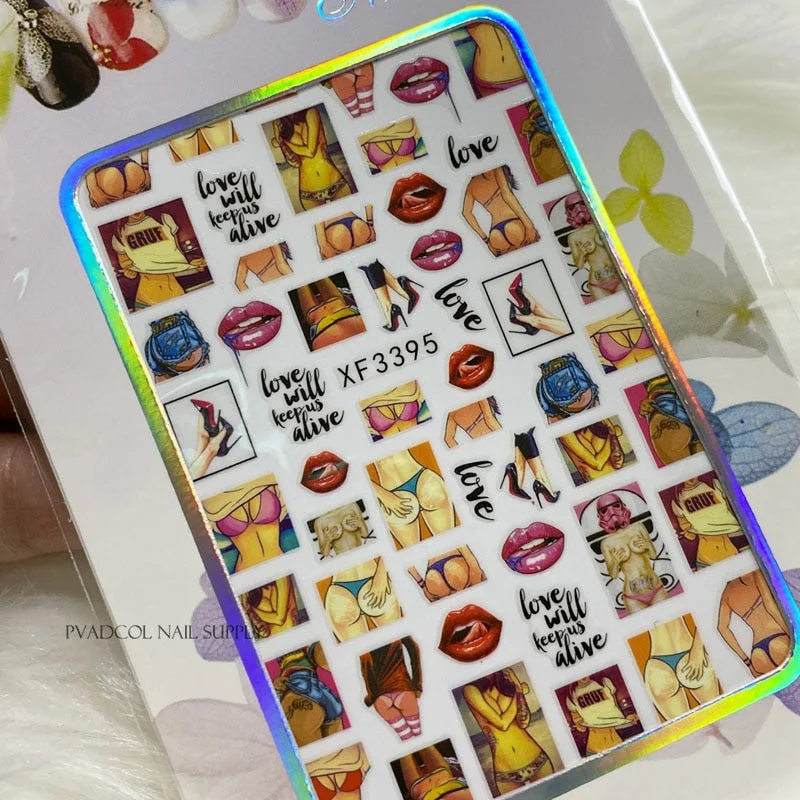 Pop Nail Art Stickers Sliders lipstick Water Transfer Decals Tattoo  Wraps Foils Manicure Decortion Designs-Nail Inspo