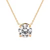 14K Yellow Gold 1ct Round Lab Diamond 4 Claw Prongs Basket Setting Pendant Necklace