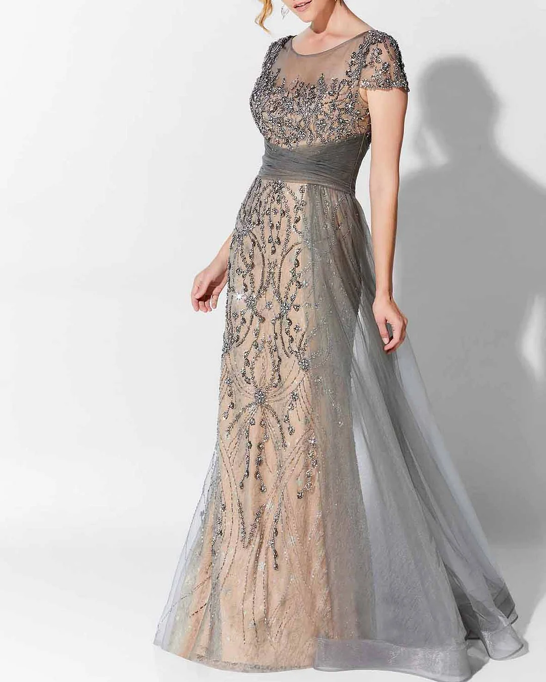 Ladies Elegant Rhinestone Mesh Dress