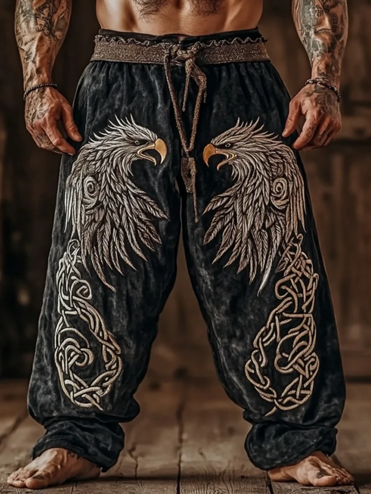 Men's Vintage Viking Celtic Eagle Art Pants