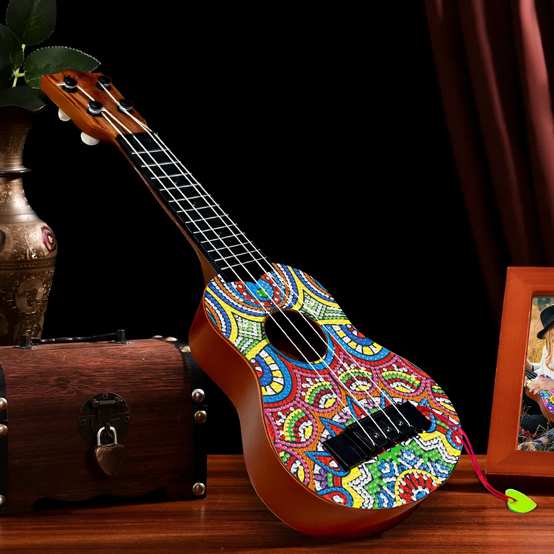 DIY Wooden Guitar Diamond Art Ornament Unique Gifts for Musicians (Mandala)