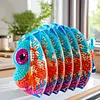 Oranger Fisch 5d DIY Tiermuster Diamantbemalungsuntersetzer mit Halter