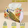 Diamond Art Tissue Box Cover DIY PU Desktop Organizer Large(Peacocks)
