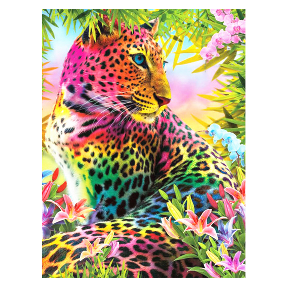 

40*50CM - Square Drill Diamond Painting - Flowers Leopard, 501 Original