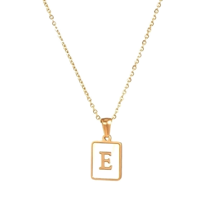 Vintage Style Letter Square 304 Stainless Steel Shell 18K Gold Plated Plating Inlay Pendant Necklace