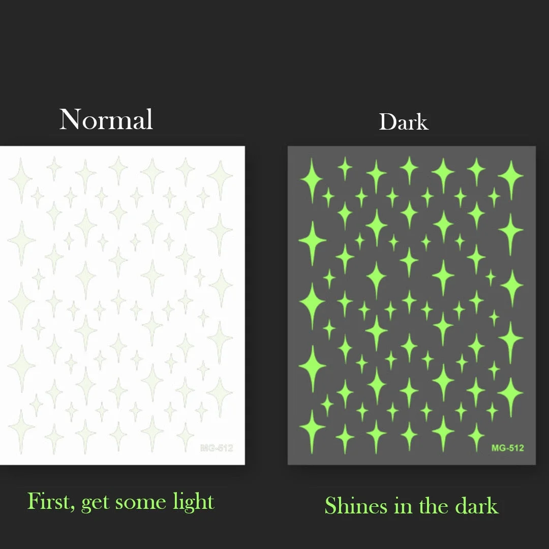 Beautizon Luminous Effect Nail Sticker 3D Engraved Glow in the Dark Nail Art Decorations Nail Decals Design