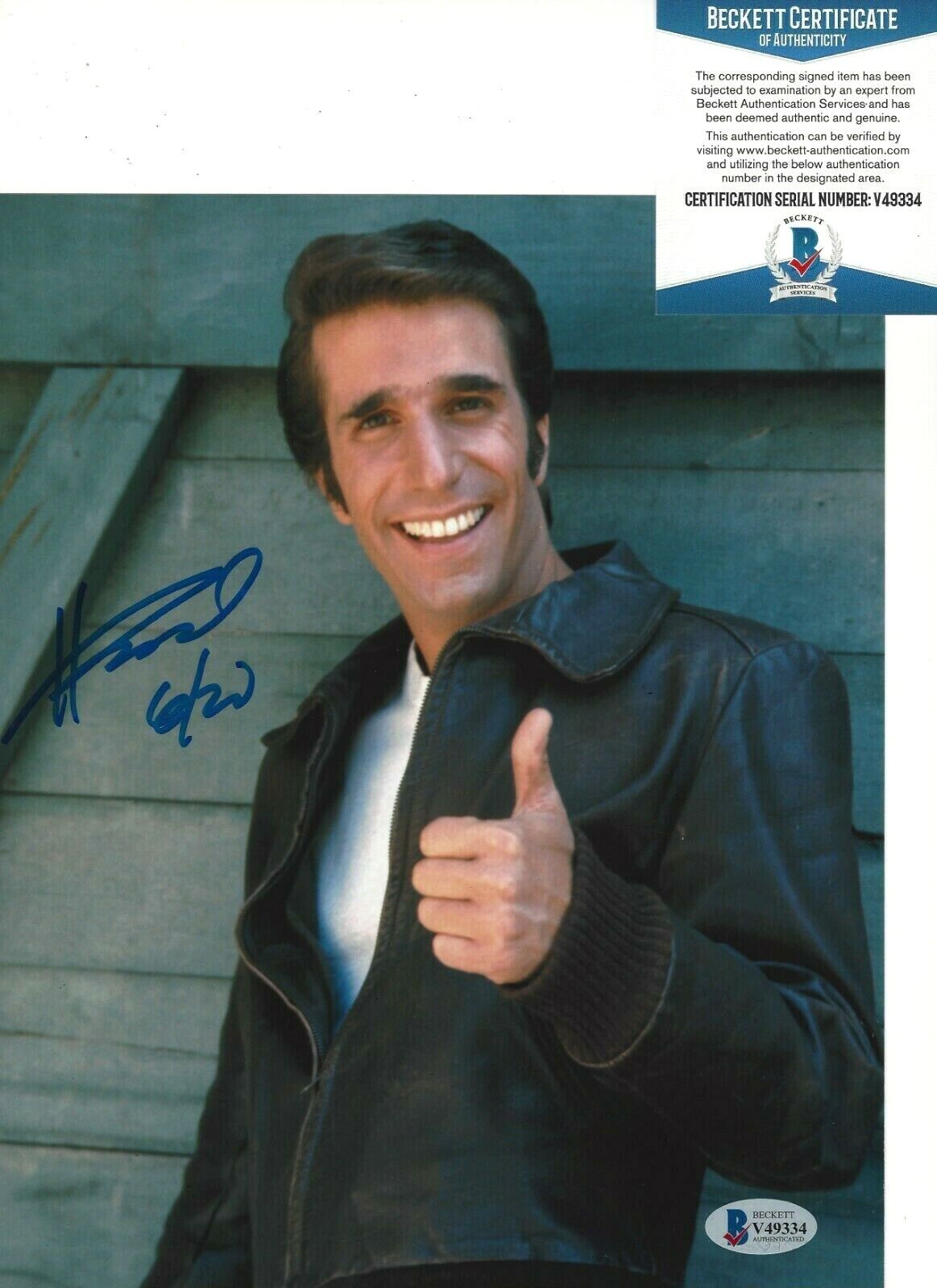 ACTOR HENRY WINKLER SIGNED HAPPY DAYS THE FONZ 8x10 Photo Poster painting BECKETT COA FONZIE