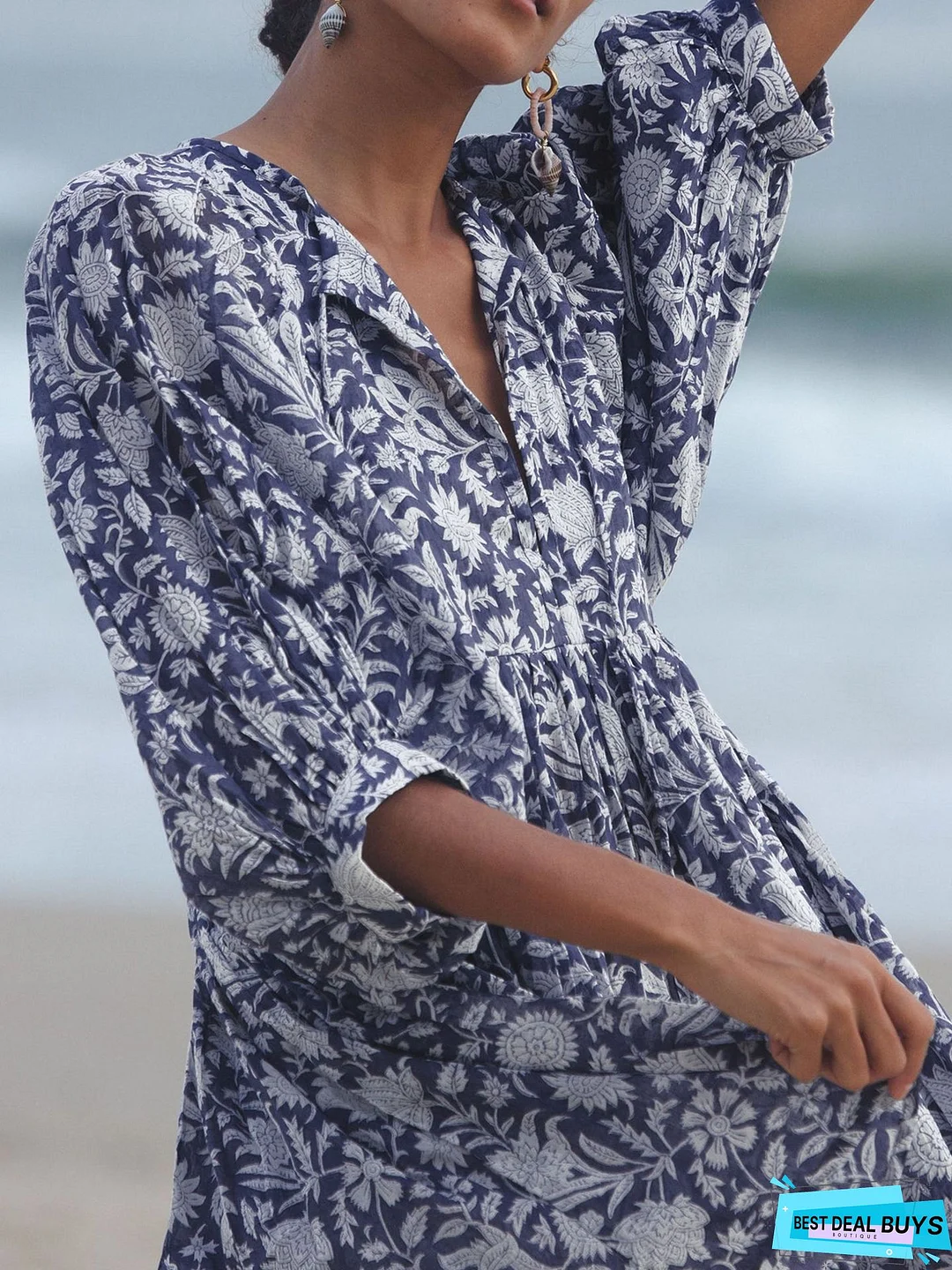 Chiffon Printed Loose Large Black Dresses