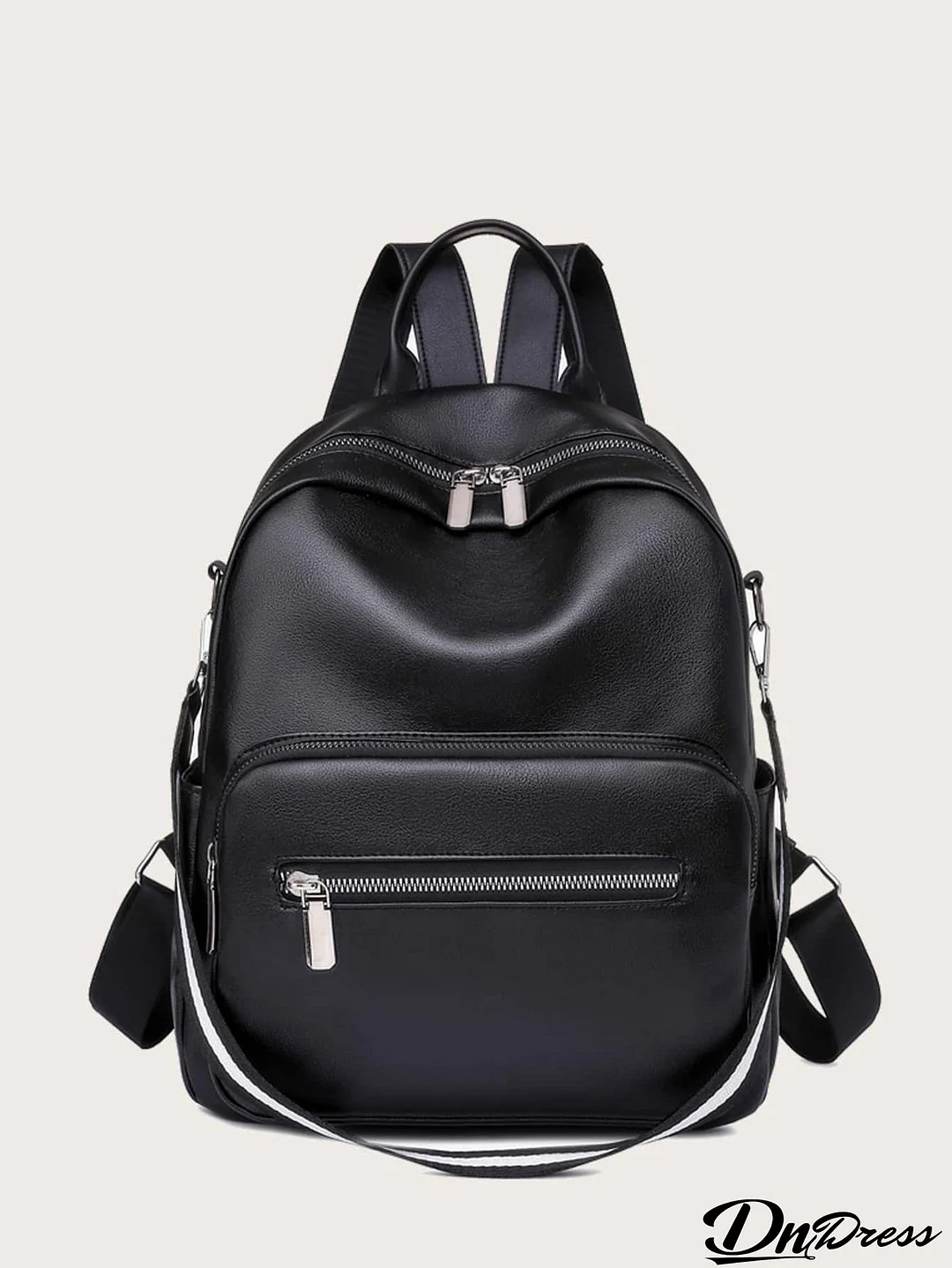 Zip Front Strap Decor Classic Backpack