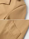 Urban Solid Color Long Sleeves Lapel Belted Loose Woolen Outerwear