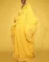 V-Neck Feather-Trimmed Gown