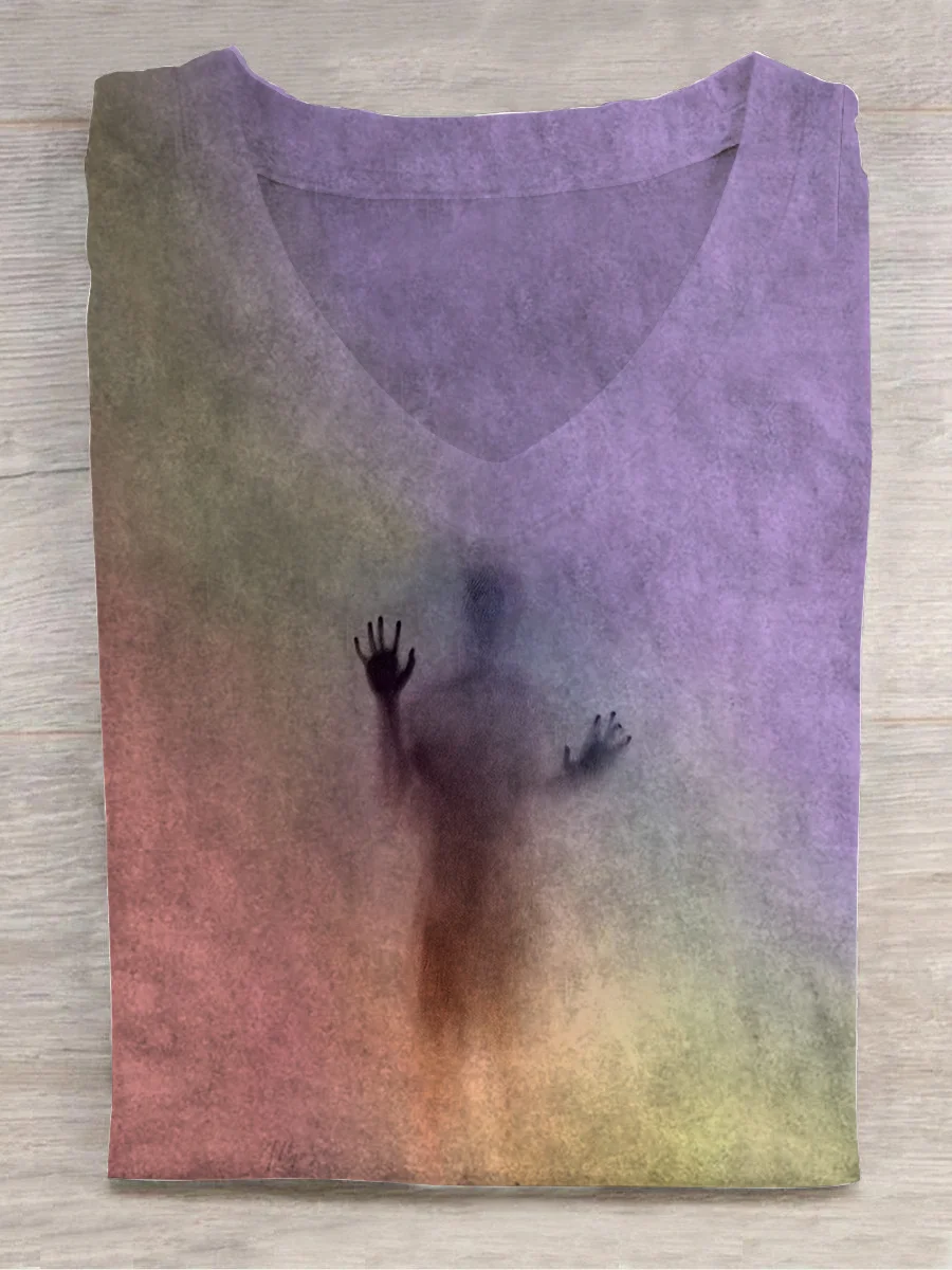 Eagerlys Reflection of People in Nightclub V-neck T-shirt Eagerlys