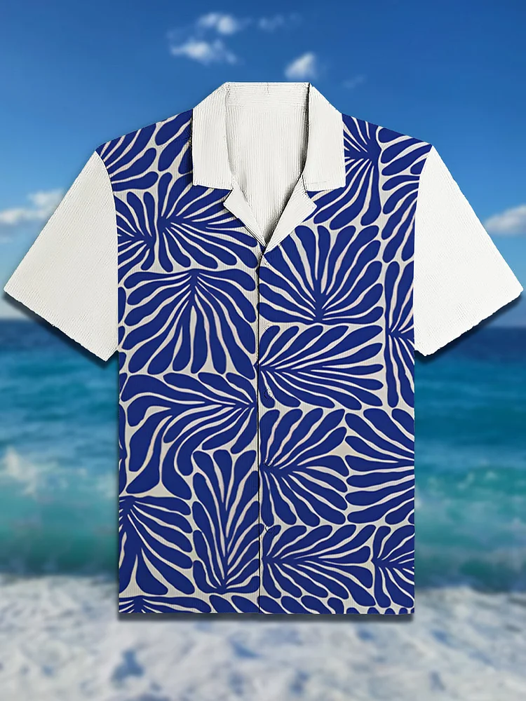 Men's Vacation Style Abstract Plants Art Print Short Sleeve Shirt
