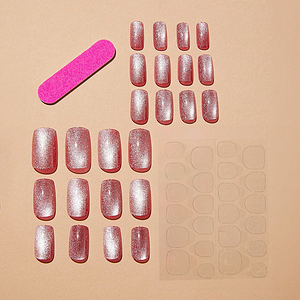 Gentle nude cat eye removable fake nail extensions