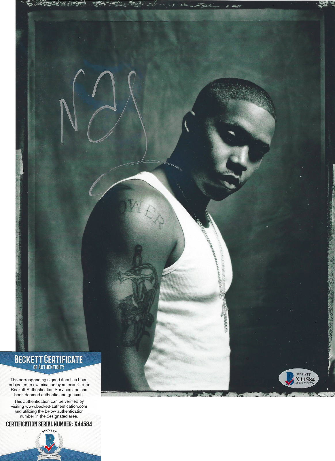 RAPPER NAS NASIR JONES SIGNED AUTHENTIC ILLMATIC 8x10 Photo Poster painting BECKETT COA BAS