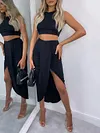 Irregular Clipping Sleeveless Two-Piece Suits