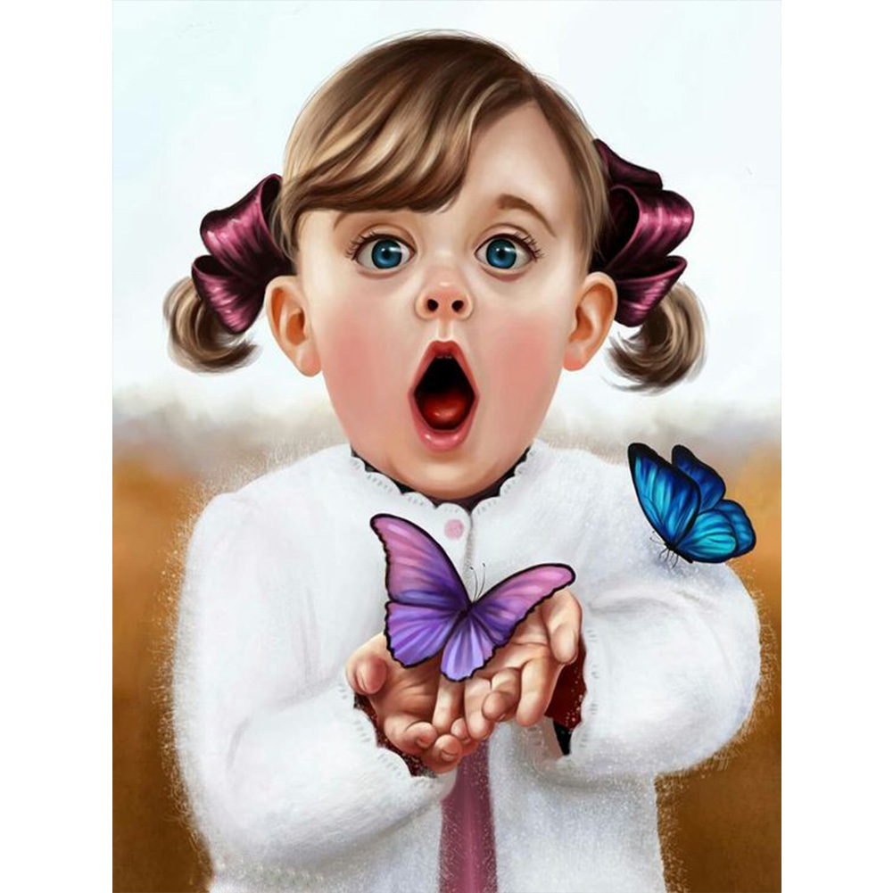 Open Mouth Girl 30*40cm(canvas) Full Round Drill Diamond Painting gbfke