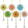 6PCS Flowers 5D DIY Diamond Painting Wind Chimes Suncatcher Kit Double Sided Diamond Art Kits Suncatcher with Crystal Pendant for Home Wall Window Decor Adults DIY Art Craft