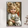 Girl Cat-11CT Stamped Cross Stitch 40*65cm (Big Size)