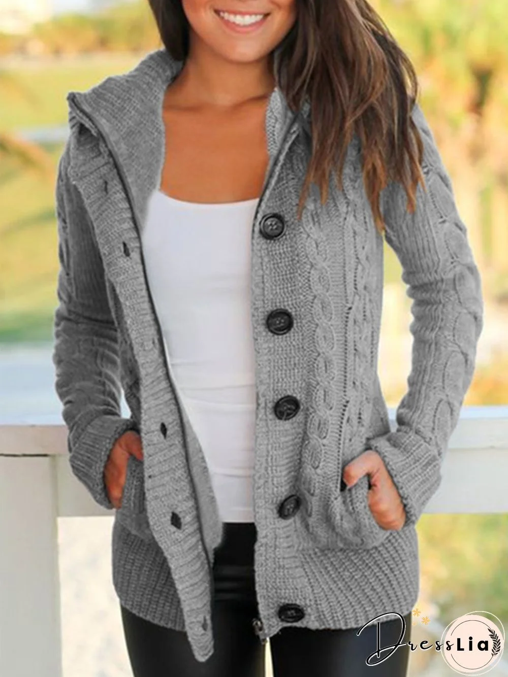 Casual Long Sleeve Plain Sweater coat