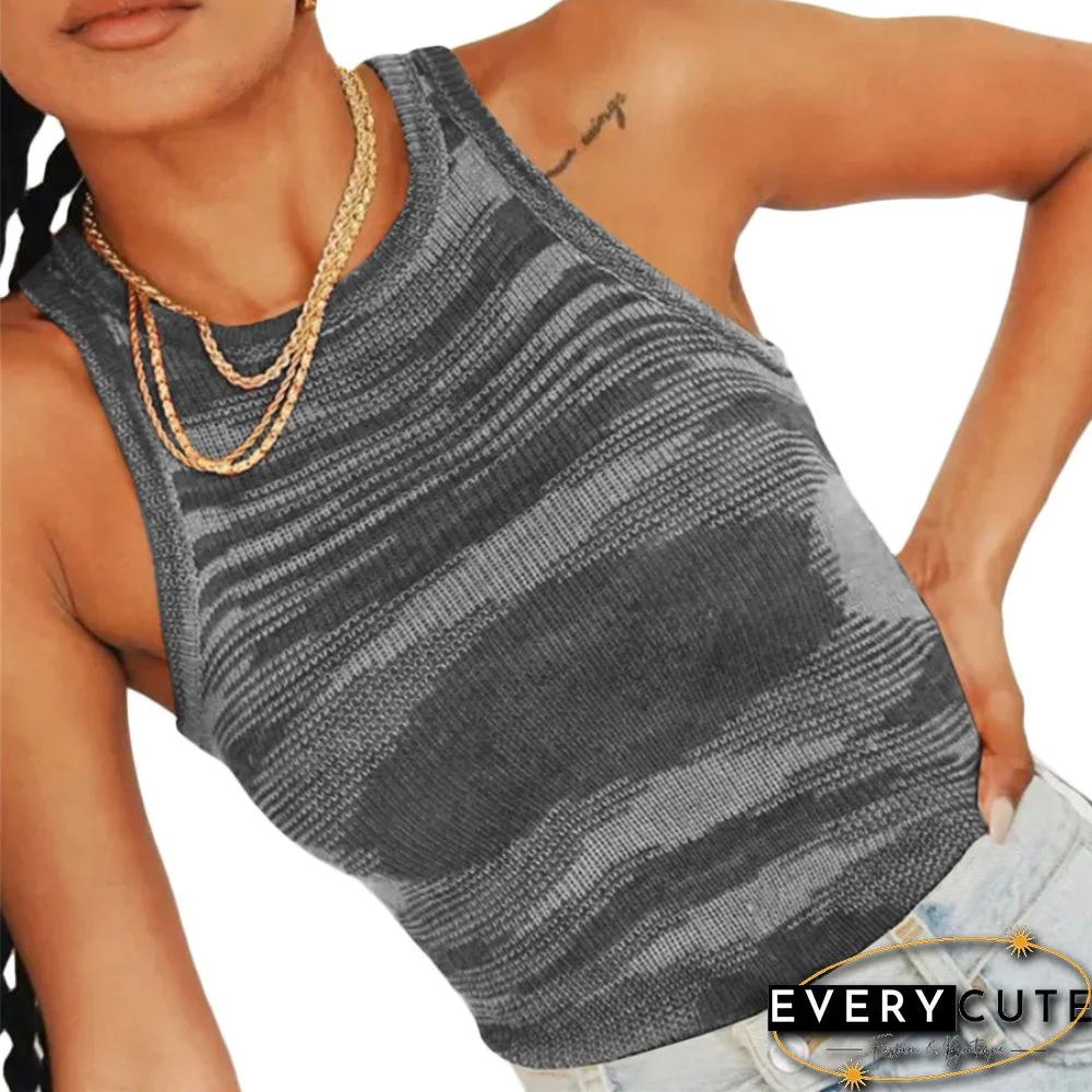 Gray Slim Fit Colorful Tank Sweater
