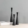 Simple 3PCS Black Golden Candle Holders Set Home Event Table Decor Prop