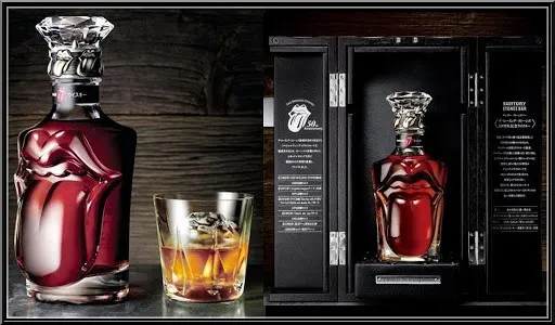 Suntory Rolling Stones bottle and display case
