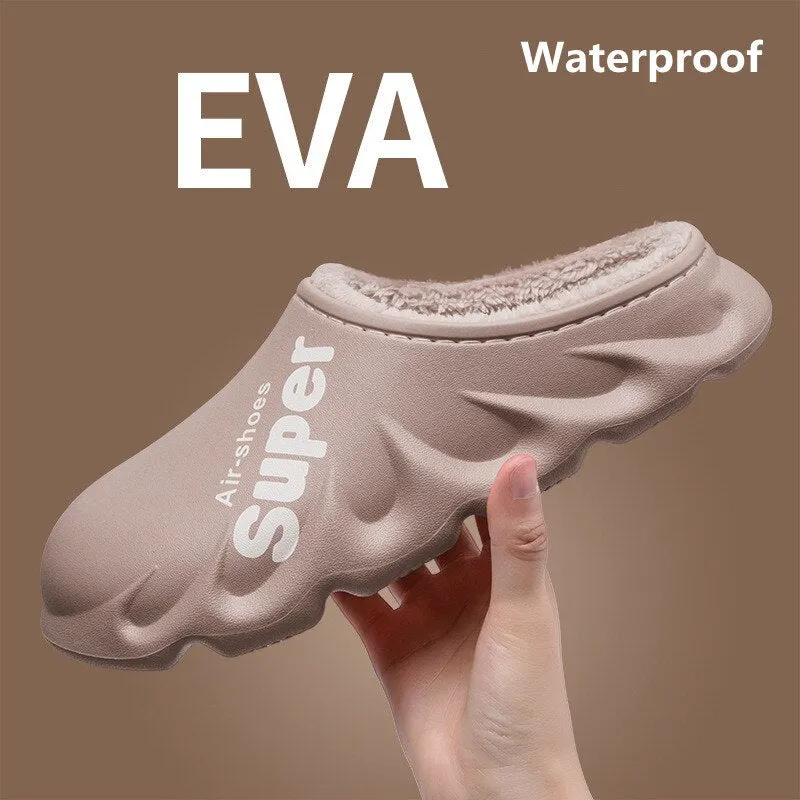 2021 Couples Winter Plush Slippers Warm Men Shoes Waterproof Autumn Women Non-Slip Cotton Indoor Cozy Home Thick Heel Slipper