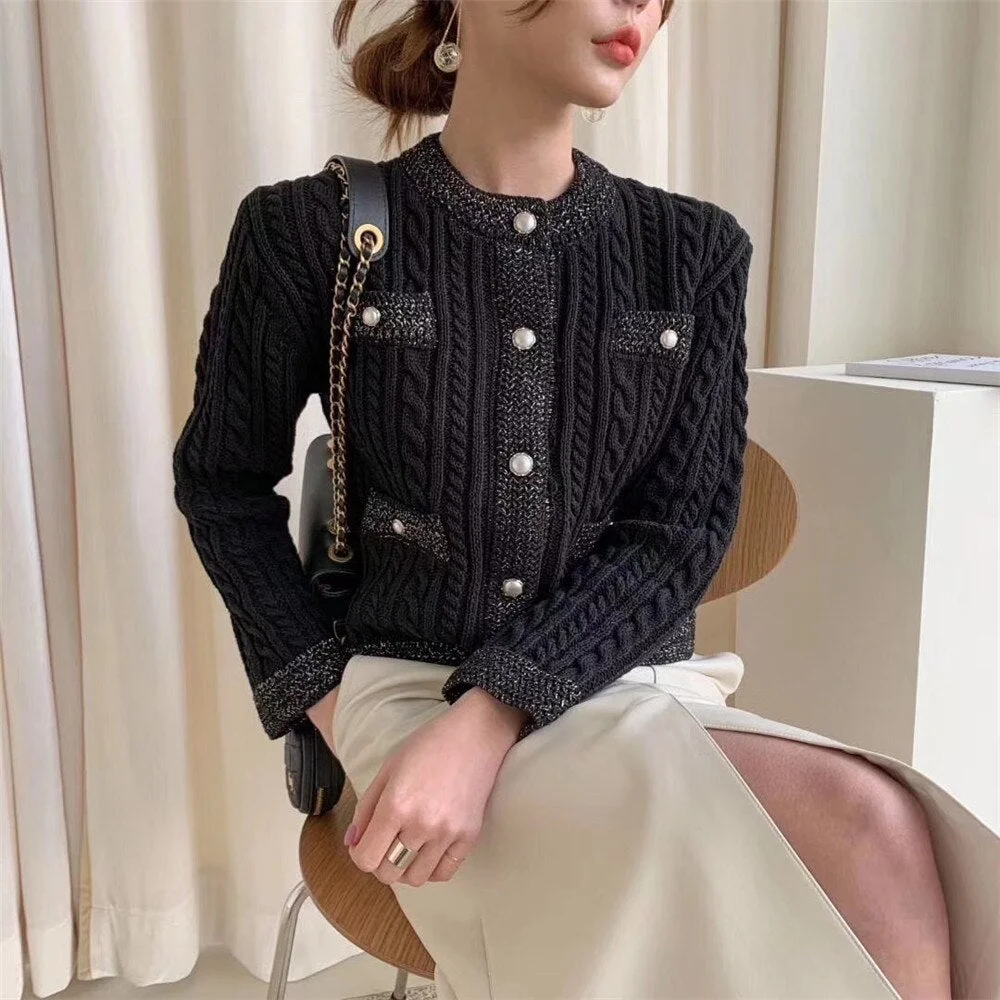 siyiwidii ribbed knitted cardigan sweater women autumn winter cropped sweaters female OL korean top chic winter clothes women