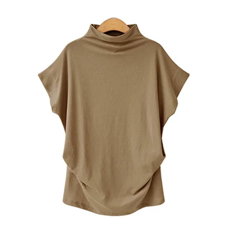 Women's Autumn Half Turtleneck Casual Short Sleeve T-Shirt