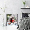 Street Scene In Paris-16CT Stamped Cross Stitch Egyptian Cotton 28*31cm/11.02*12.2in