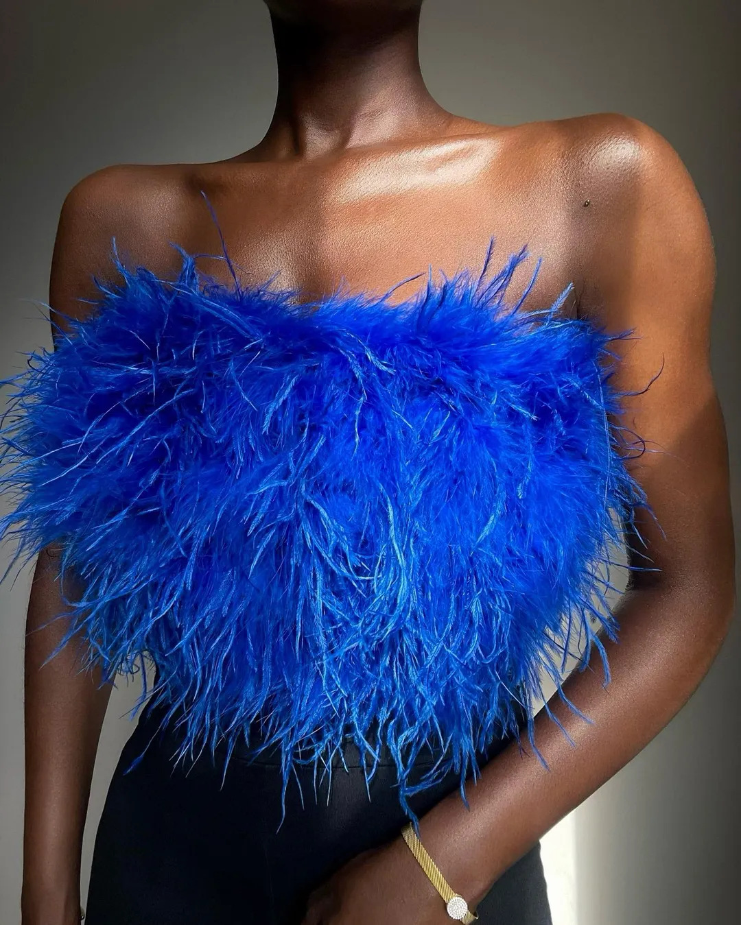 Ootddress Fur Feather Strapless Tube Tops For Women Party Fashion Bustier Cute Top Y2k Club 2025 New Sexy Mini Fluffy Corset Top