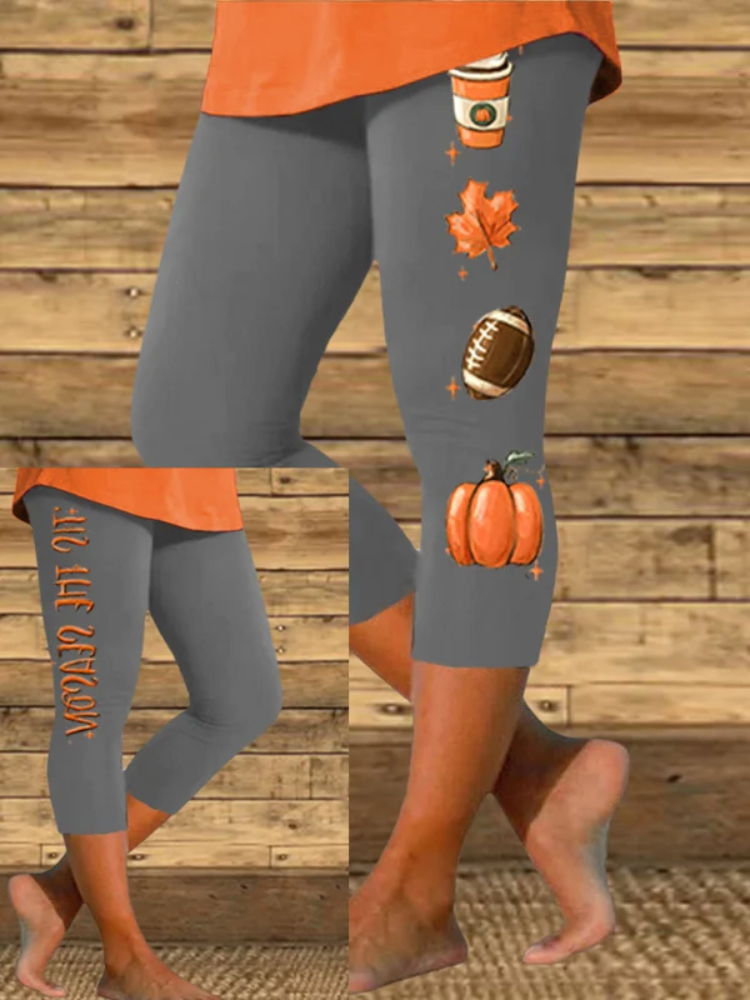 Women's Tis The Season Football Print Casual Leggings