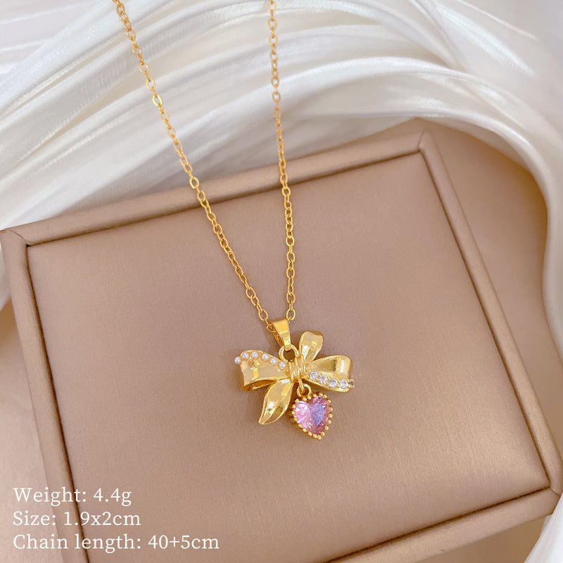 Copper Micro-Inlaid Necklace For Women Copper Micro-Inlaid Real Gold Electroplating Simple Ins Exquisite Clavicle Chain Neck Chain