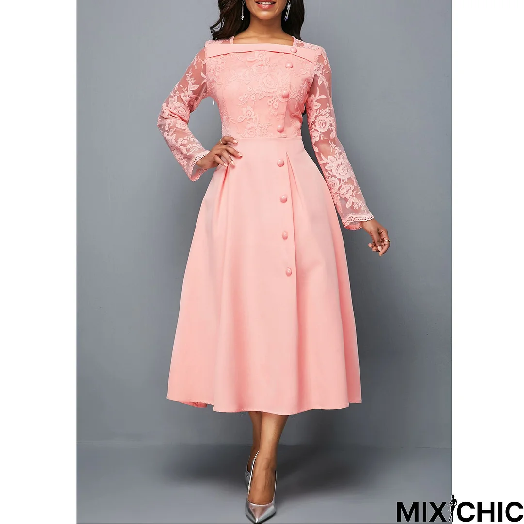 Women's Plus Size Party Dress Floral V Neck Lace Long Sleeve Winter Fall Stylish Maxi long Dress Formal Party Dress