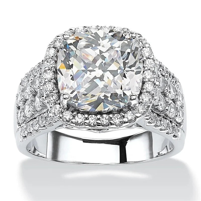 Huitan Sparkling Wedding Rings for Women Luxury Cushion Shaped Cubic Zirconia Fashion Engagement Bands Jewelry Drop Shipping