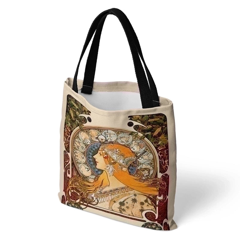 Unisex Vintage Style Portrait Canvas Shopping Bags