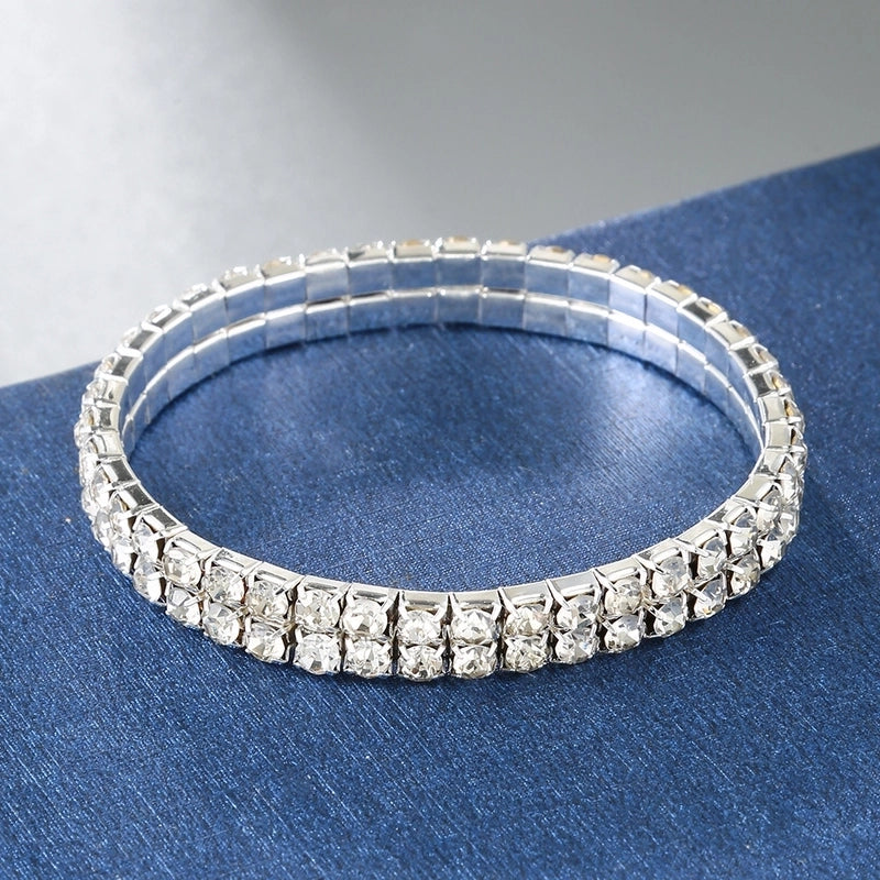 Minimalist Solid Color Copper Inlay Rhinestones Chakra Bracelet