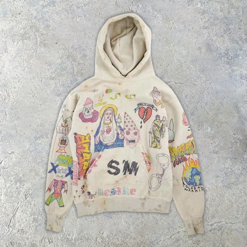 Retro street fashion brand fashion long-sleeved hoodie