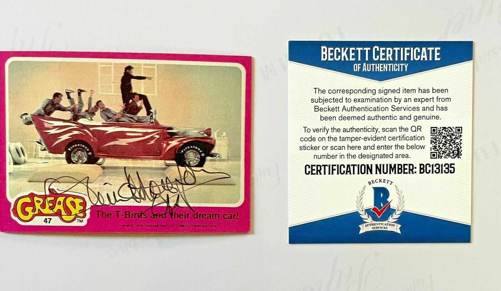 Olivia Newton-John Original Autographed GREESE TRADING CARD w/Beckett COA #3