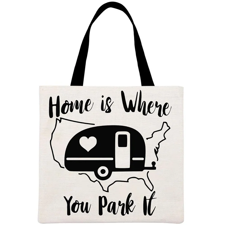 Home is where you park it Outdoor Printed Linen Bag-Annaletters